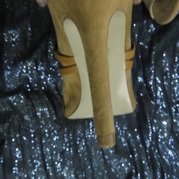 BOGO Tan Microsuede Faux Leather wrapped booties heels stilettos size 7.5 - Picture 11 of 15